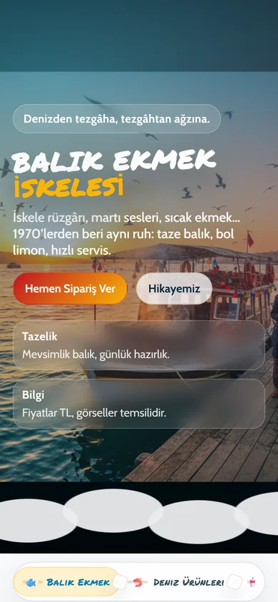 Balık Ekmek İskelesi QR Menü mobil - Balık restoranı online menü