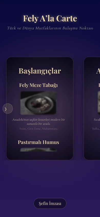 Fely A'la Carte QR Menü mobil - Premium restoran online menü