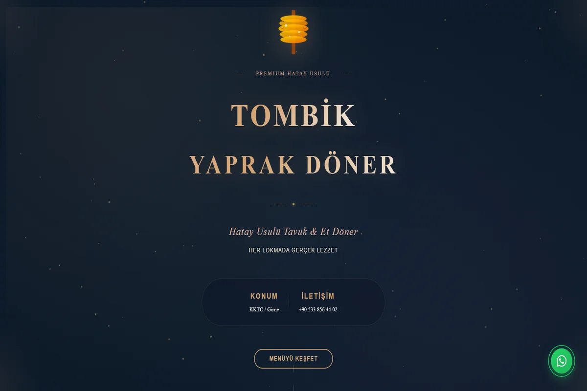 Tombik Restaurant QR Menü masaüstü - Restoran cafe dijital menü sistemi