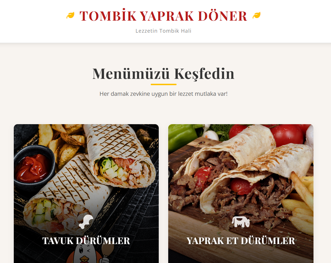 Tombik Yaprak Döner Menü