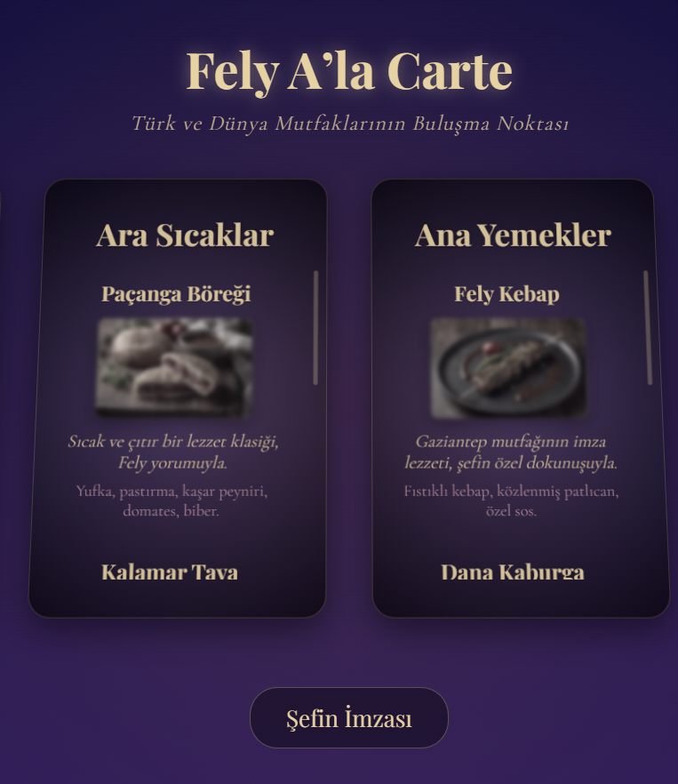 Fely A'la Carte Menü